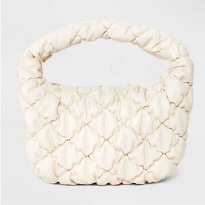 A New Day Cream Bubble Quilted Clutch Handbag NWT